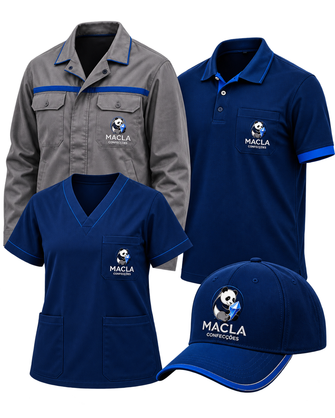 Referência visual com uniformes profissionais Macla